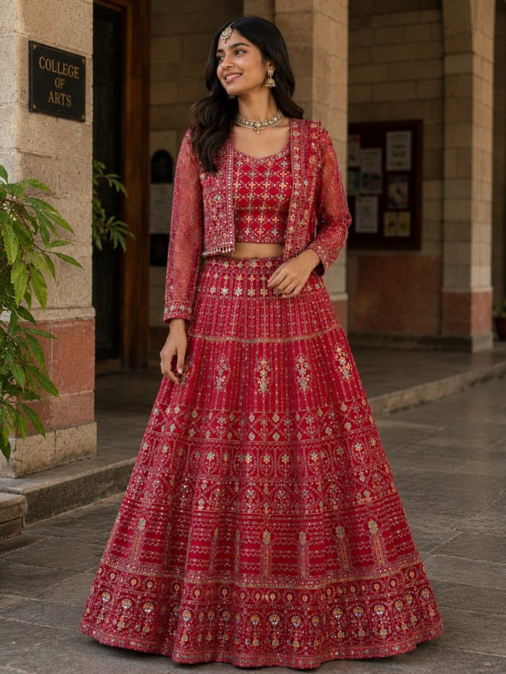 Pink Heavy Embroidered Lehenga Set Size 40 Wedding Party Wear Dupatta Included